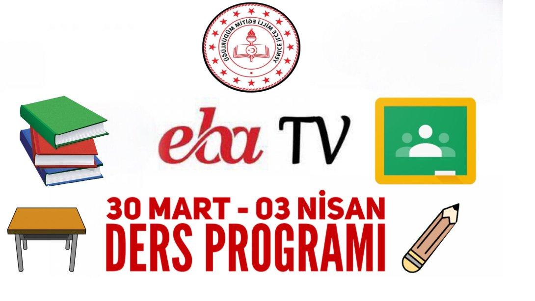 EBA TV 30 Mart-03 Nisan  Ders Programı